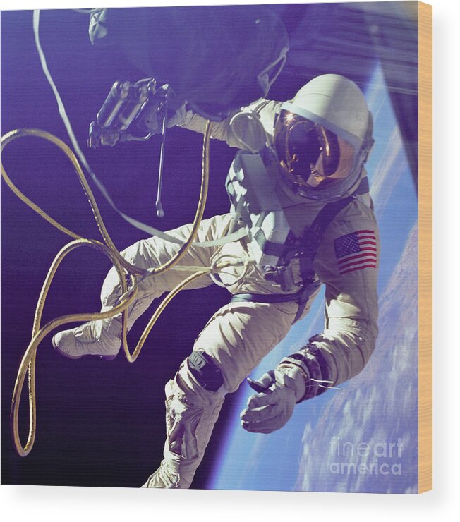 Science Wood Print featuring the photograph First American Walking In Space, Edward by Nasa