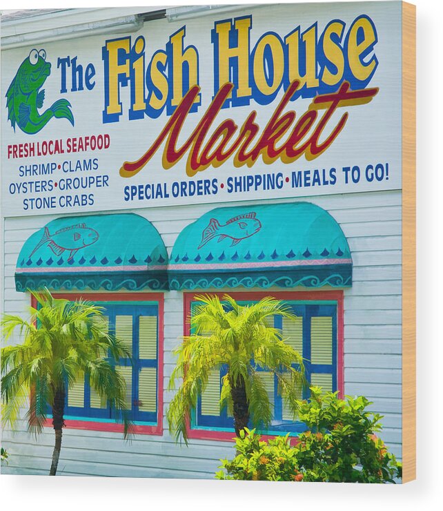 Bonita Springs Wood Print featuring the photograph Fish House Market in Bonita Springs by Ginger Wakem