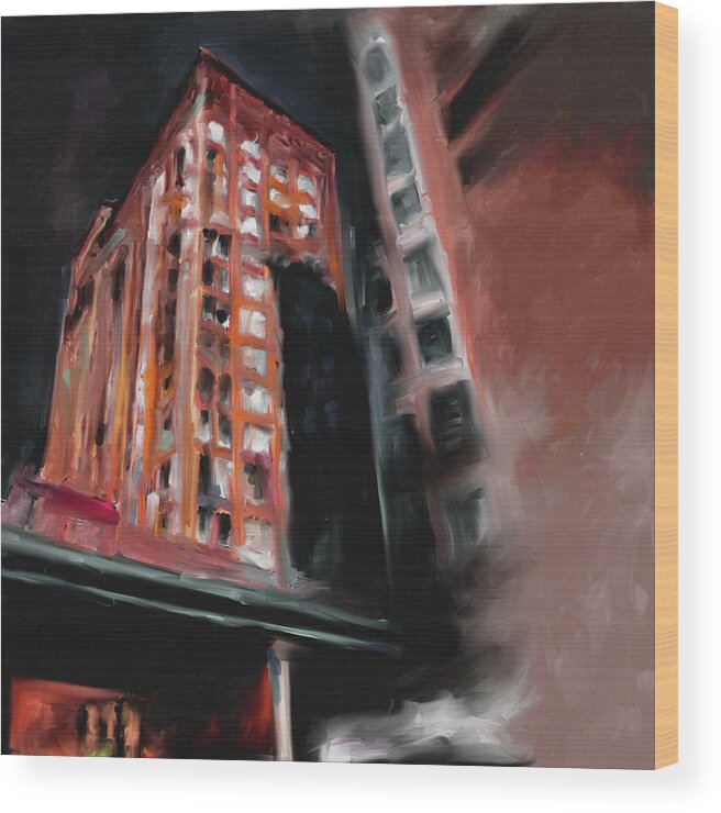 Chicago Wood Print featuring the painting Fisher Building 533 2 by Mawra Tahreem