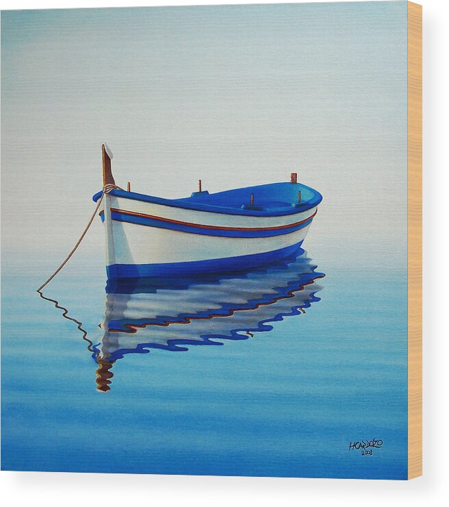 Fishing Wood Print featuring the painting Fishing Boat II by Horacio Cardozo