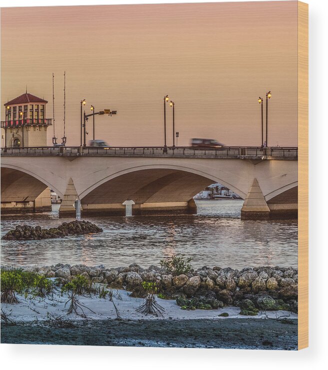 Boats Wood Print featuring the photograph Flagler Bridge in the Evening III by Debra and Dave Vanderlaan