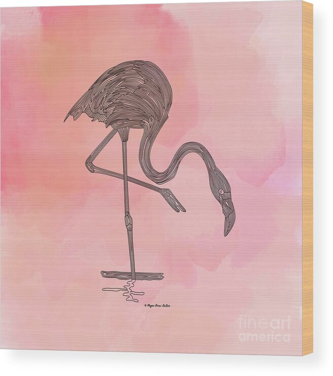 Bird Wood Print featuring the digital art Flamingo4 by Megan Dirsa-DuBois