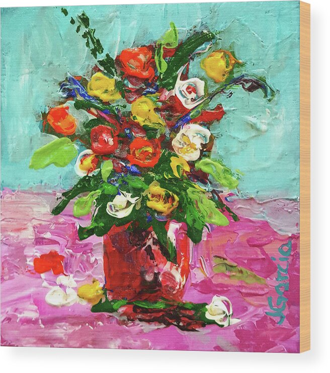 Floral Wood Print featuring the painting Floral Arrangement by Janet Garcia