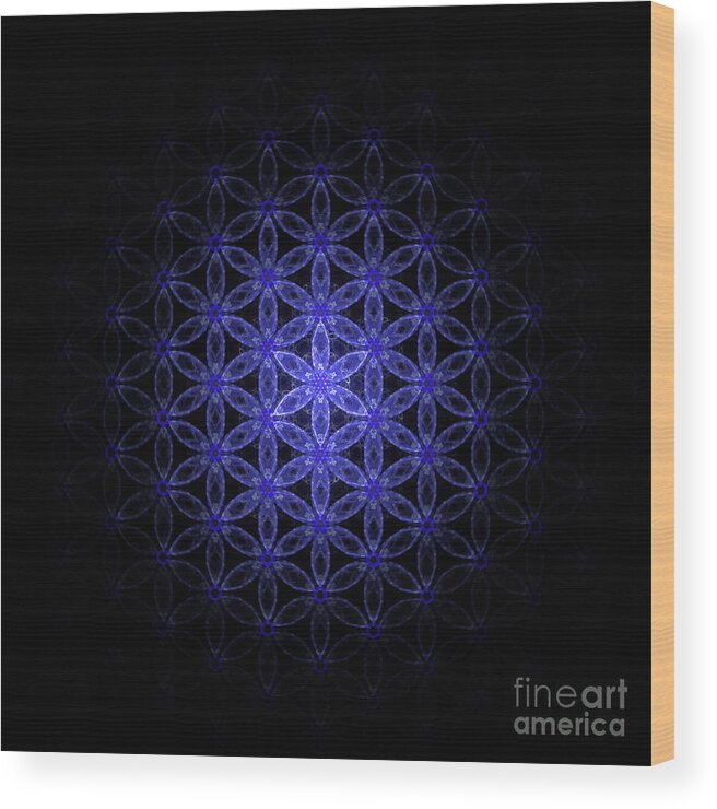 Flower Of Life Wood Print featuring the digital art Flower of life in blue by Alexa Szlavics