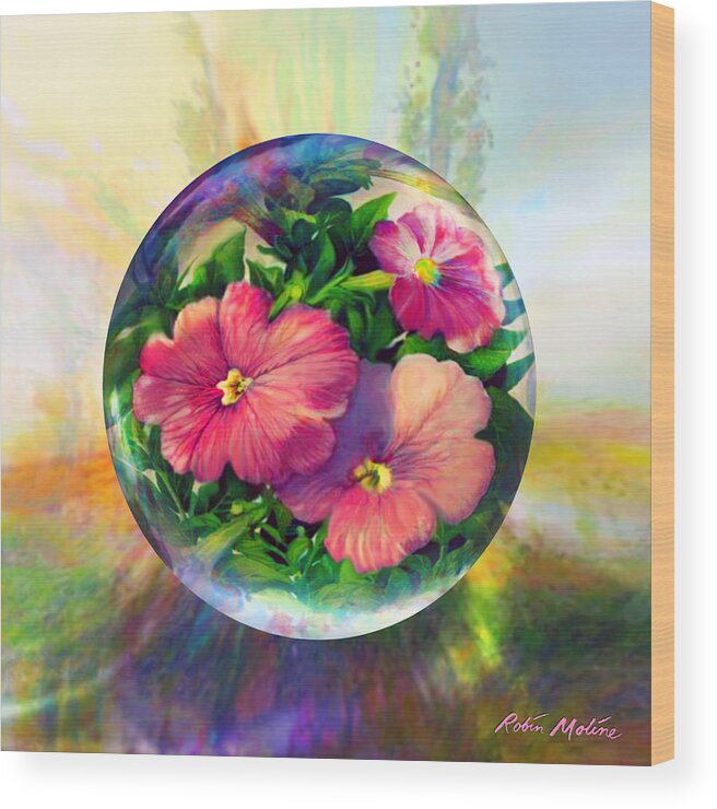  Art Globes Wood Print featuring the painting Flowering Panopticon by Robin Moline