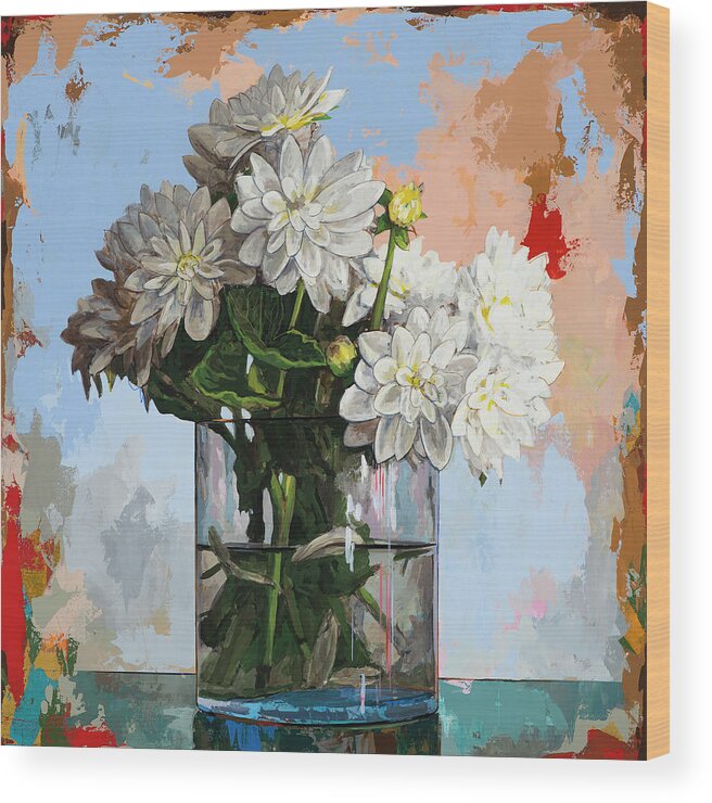 Flowers Wood Print featuring the painting Flowers #11 by David Palmer