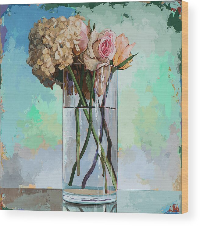 Flower Wood Print featuring the painting Flowers #18 by David Palmer