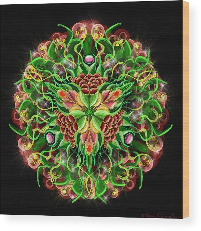  Psychedelic Wood Print featuring the painting Forbidden flower by ThomasE Jensen