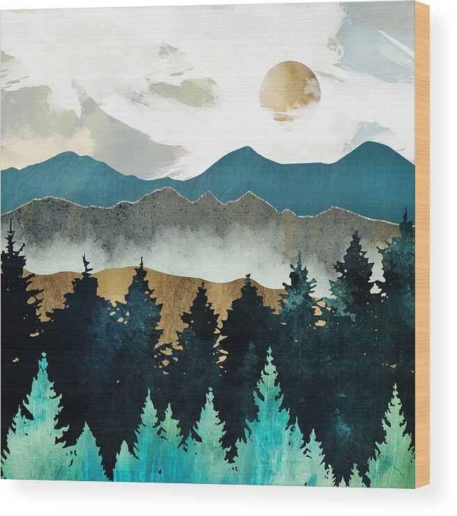 Forest Wood Print featuring the digital art Forest Mist by Spacefrog Designs