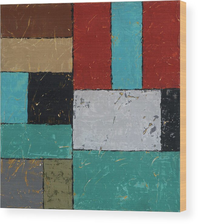 Abstract Wood Print featuring the painting Foundations 1 by Jim Benest