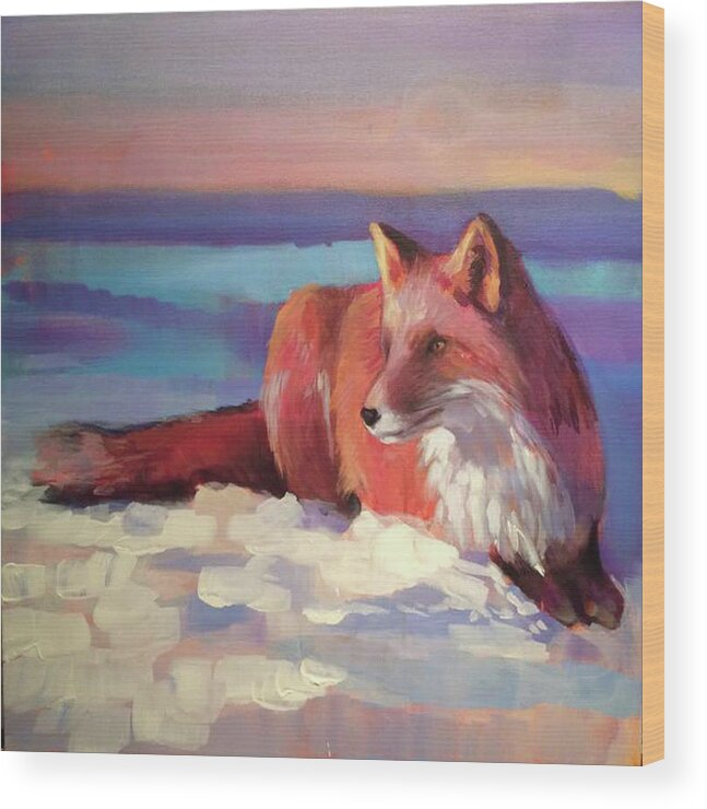 Orange Wood Print featuring the painting Fox II by Susan Bradbury
