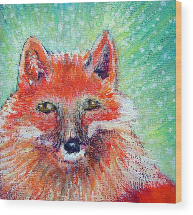 Fox Wood Print featuring the painting Foxy by Ashleigh Dyan Bayer