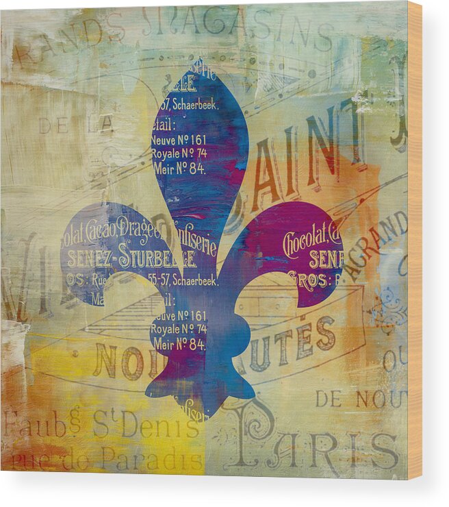 Brandi Fitzgerald Wood Print featuring the digital art French Inspired Fleur de Lis by Brandi Fitzgerald