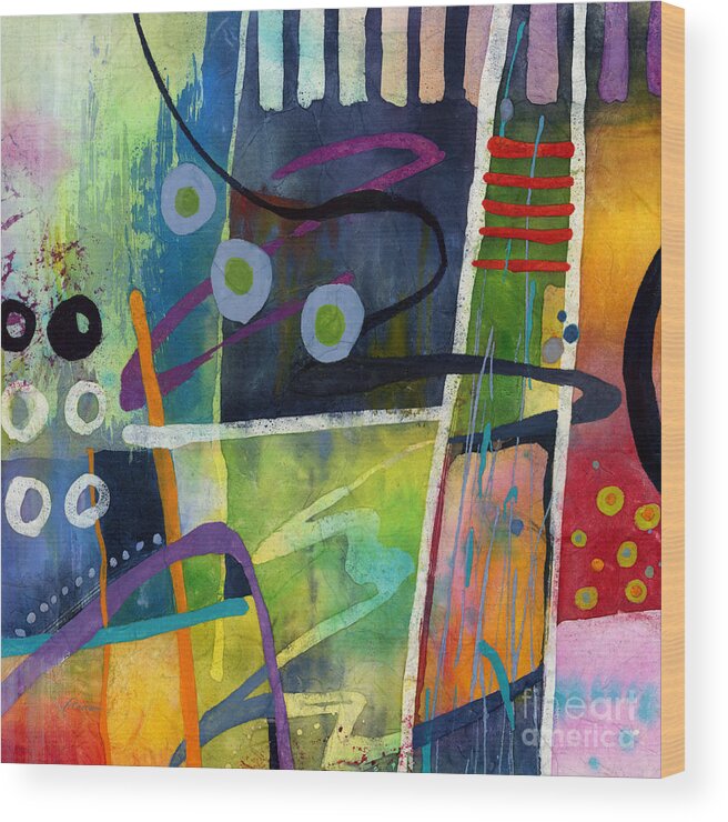 Abstract Wood Print featuring the painting Fresh Jazz - Red by Hailey E Herrera