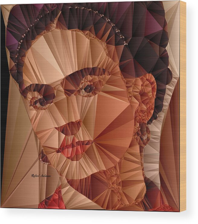 Rafael Salazar Wood Print featuring the digital art Frida Kahlo by Rafael Salazar