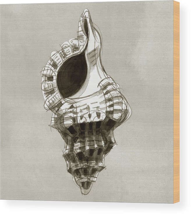 Seashell Wood Print featuring the painting Frog Shell by Judith Kunzle