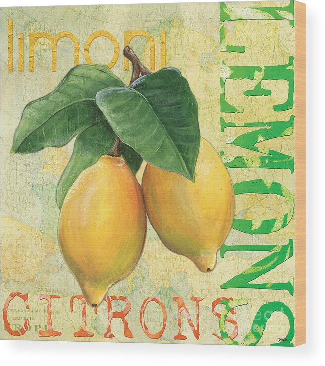 Lemon Wood Print featuring the painting Froyo Lemon by Debbie DeWitt