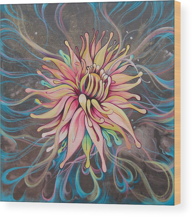 Chrysanthemum Wood Print featuring the painting Full Bloom by Shadia Derbyshire