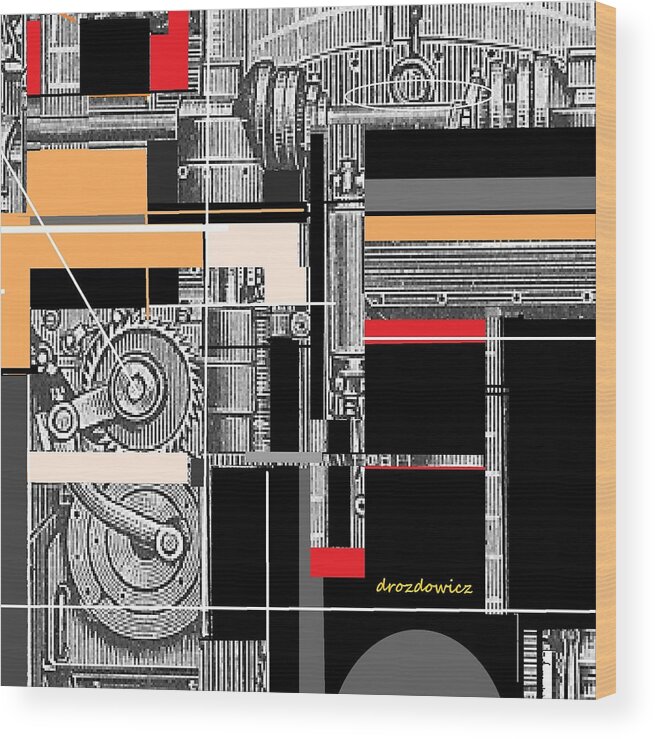 Abstract Wood Print featuring the mixed media Furnace 1 by Andrew Drozdowicz