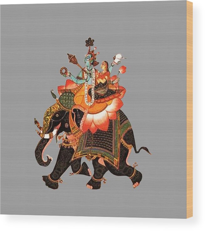 Animals Wood Print featuring the digital art Gajavahana by Asok Mukhopadhyay