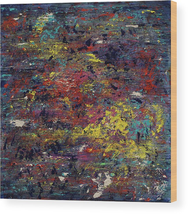 Abstract Wood Print featuring the painting Garden of the Soul by Angela Bushman