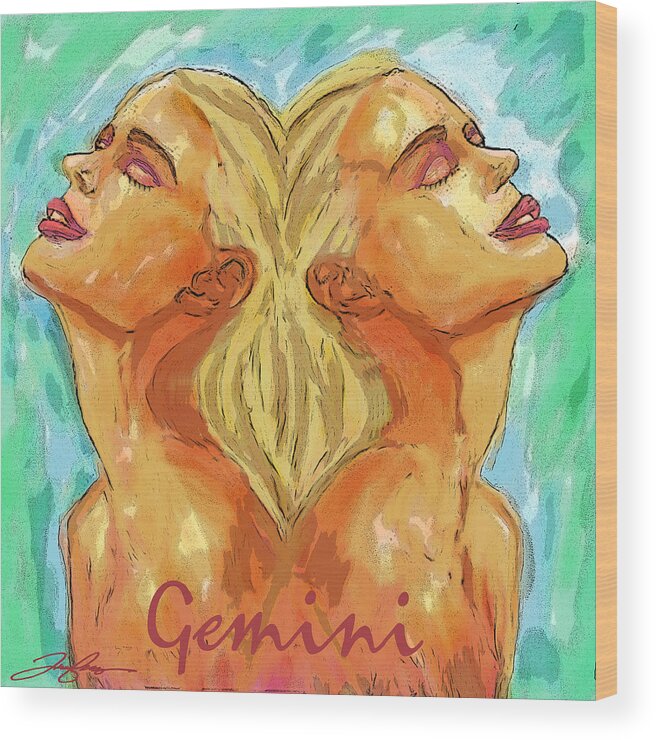 Gemini Wood Print featuring the painting Gemini by Tony Franza