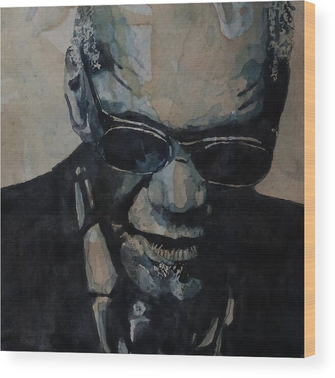 Ray Charles Wood Print featuring the painting Georgia On My Mind - Ray Charles by Paul Lovering