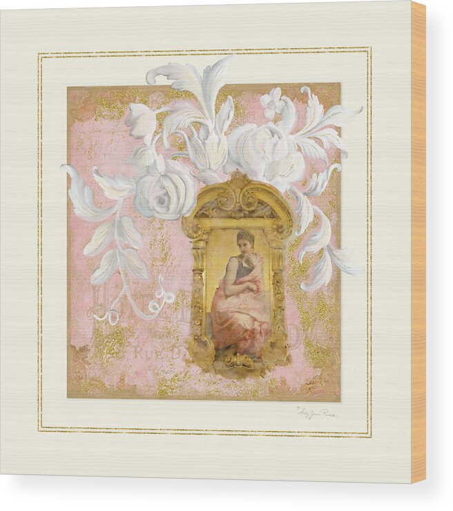 Rococo Wood Print featuring the painting Gilded Age II - Baroque Rococo Palace Ceiling Inspired by Audrey Jeanne Roberts