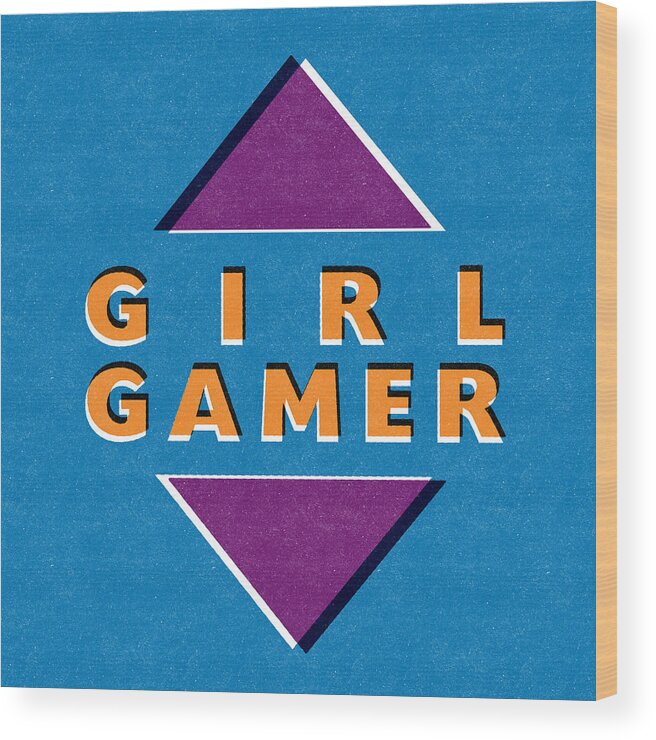 Girl Gamer Wood Print featuring the mixed media Girl Gamer by Linda Woods