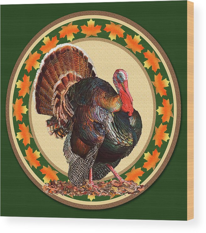 Turkey Wood Print featuring the mixed media Giving Thanks by John Dyess