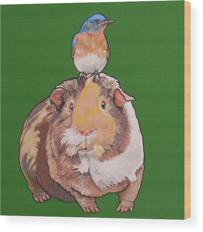 Guinea Pig Wood Print featuring the painting Gladys the Guinea Pig by Sharon Cromwell