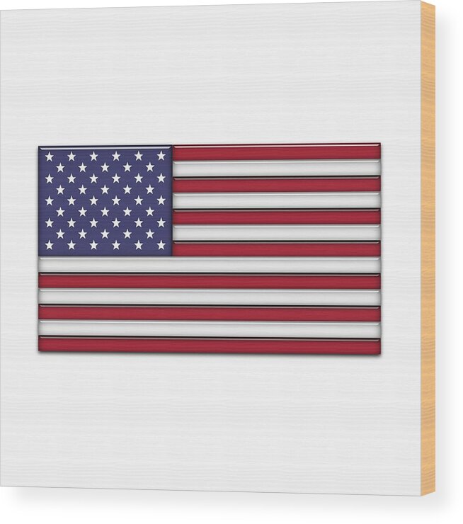 Us Flag Wood Print featuring the digital art Glass Flag USA by DiDesigns Graphics