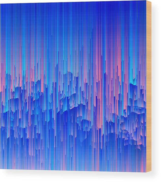Glitch Wood Print featuring the digital art Glitchy Rain - Abstract Pixel Art by Jennifer Walsh