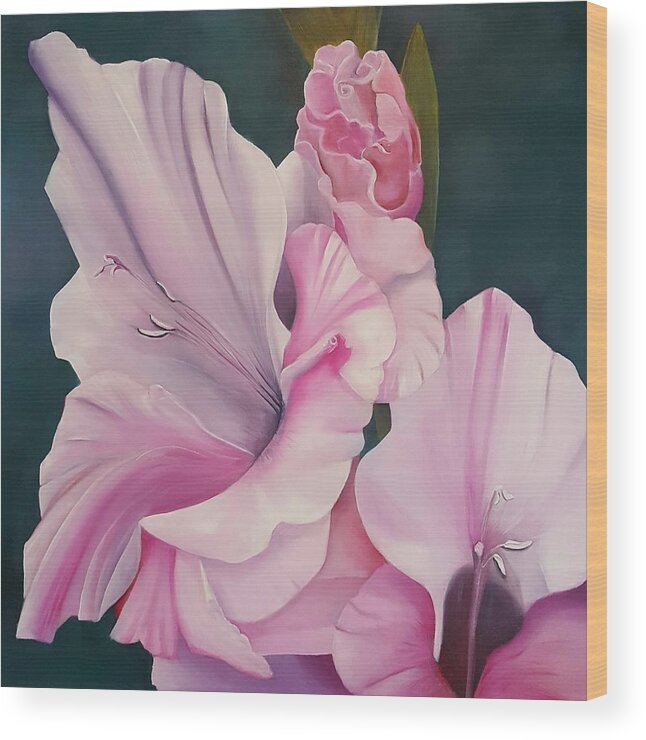 Large Floral Wood Print featuring the painting Glorious Glaioulos by Connie Rish
