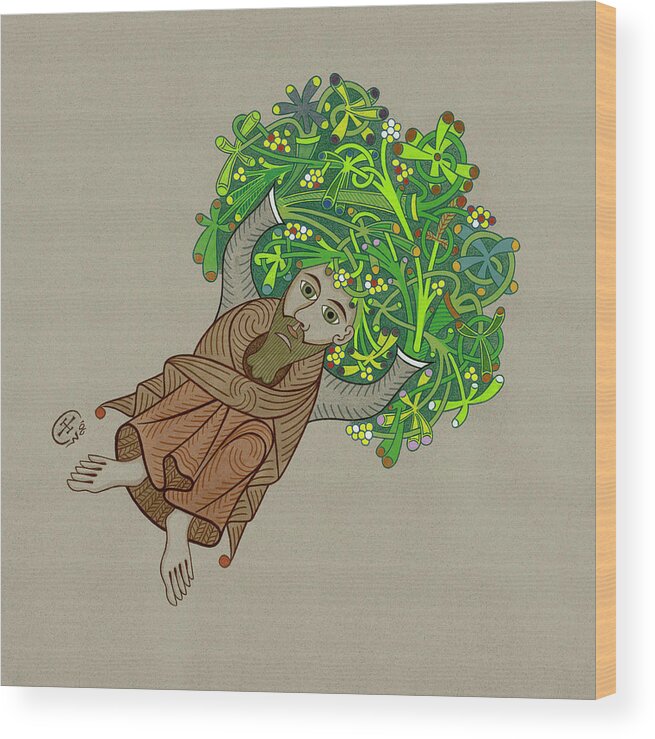 Element Elemental Celtic Knotwork Gnome Earth Wood Print featuring the painting Gnome by Ian Herriott