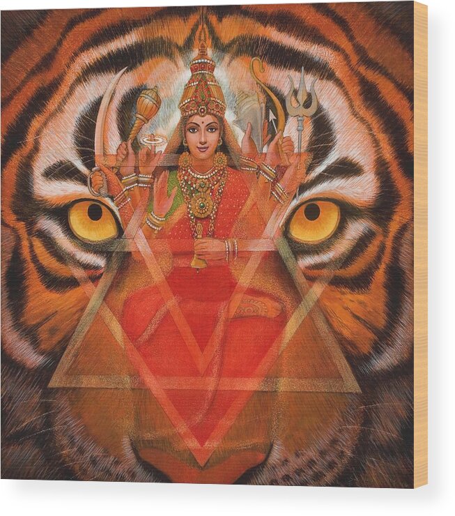 Durga Wood Print featuring the painting Goddess Durga by Sue Halstenberg