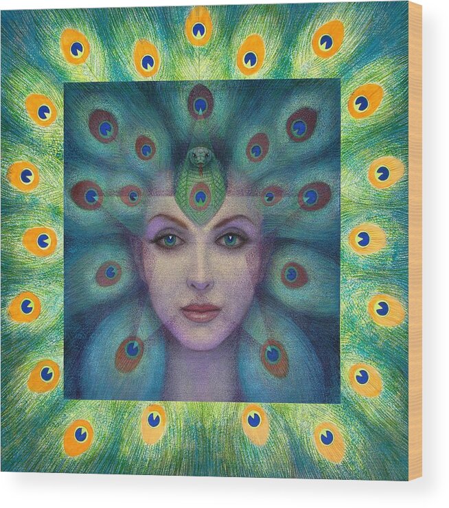 Peacock Lady Wood Print featuring the painting Goddess Isis Visions by Sue Halstenberg