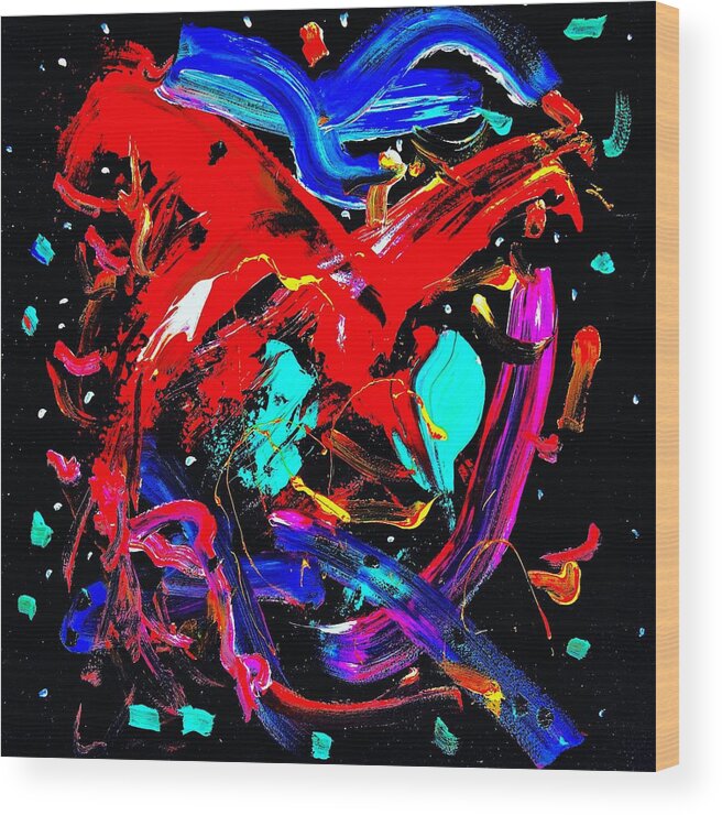 Abstract Wood Print featuring the painting Living Heart by Neal Barbosa