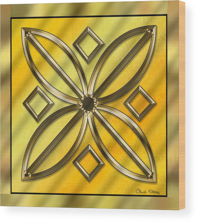 Gold Design 11 - Chuck Staley Wood Print featuring the digital art Gold Design 11 by Chuck Staley