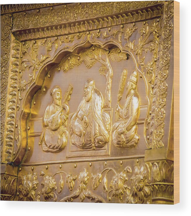 Golden Art Wood Print featuring the photograph Golden Art at Sri Harmandir Sahib by Robert Zeigler