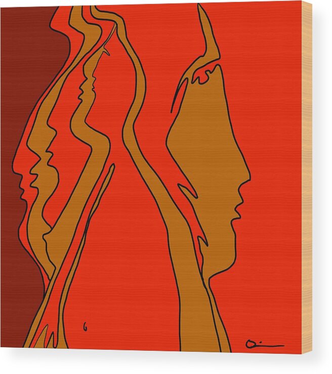 Faces Wood Print featuring the digital art Golden Memories by Jeffrey Quiros
