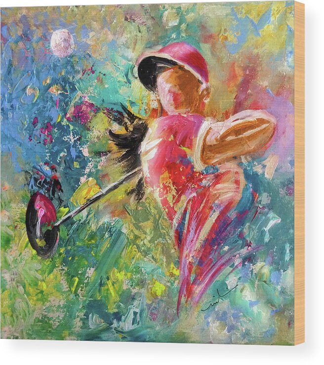 Sports Wood Print featuring the painting Golf Fascination by Miki De Goodaboom