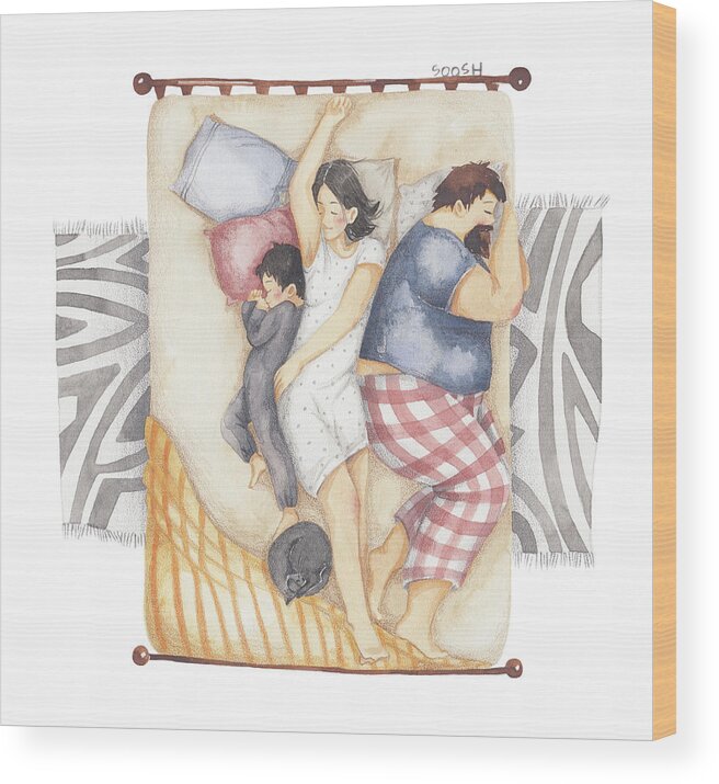 Father Wood Print featuring the drawing Good Night Sleep Tight by Soosh