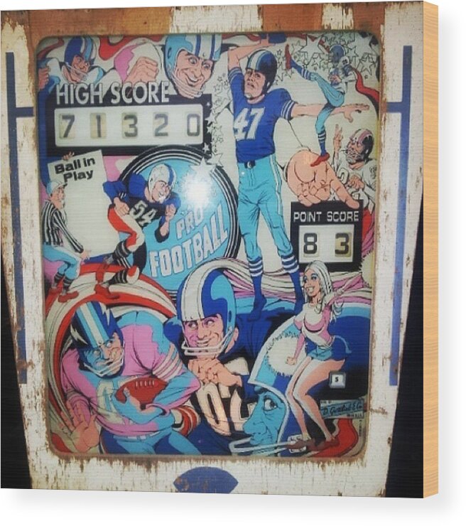 Footballpinball Wood Print featuring the photograph Got Fairly Into Vintage Pinball On The by Olivia Noakes
