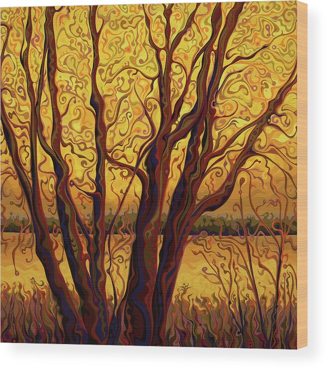 Gracious Wood Print featuring the painting Gracious Golden Passage Gala by Amy Ferrari