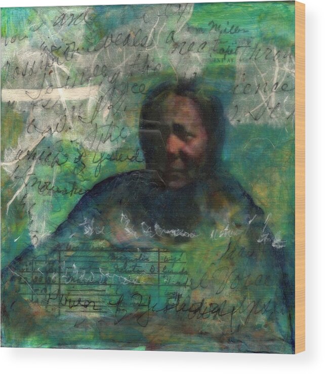 Family Wood Print featuring the mixed media Grandmother Cora-Study by Cora Marshall