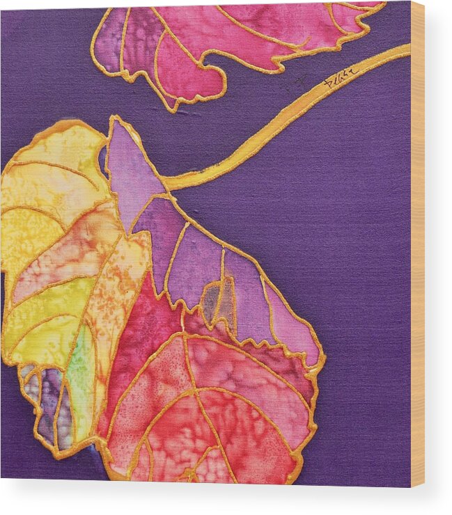  Wood Print featuring the painting Grape Leaves by Barbara Pease