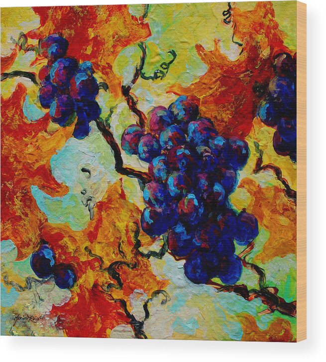 Grapes Wood Print featuring the painting Grapes Mini by Marion Rose