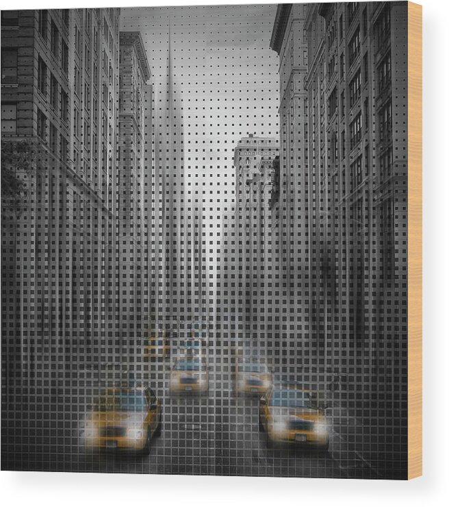 Fifth Avenue Wood Print featuring the photograph Graphic Art NYC 5th Avenue Traffic II by Melanie Viola