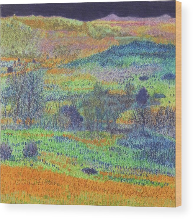 North Dakota Wood Print featuring the painting Grassland Fantasy by Cris Fulton